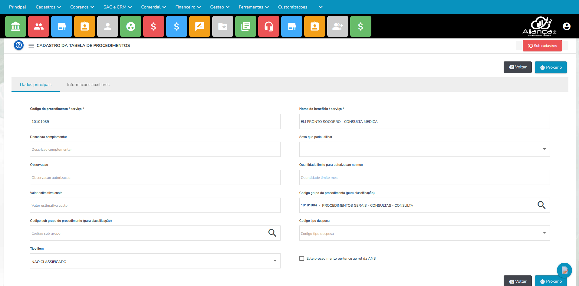 Cadastro de Procedimentos Médicos