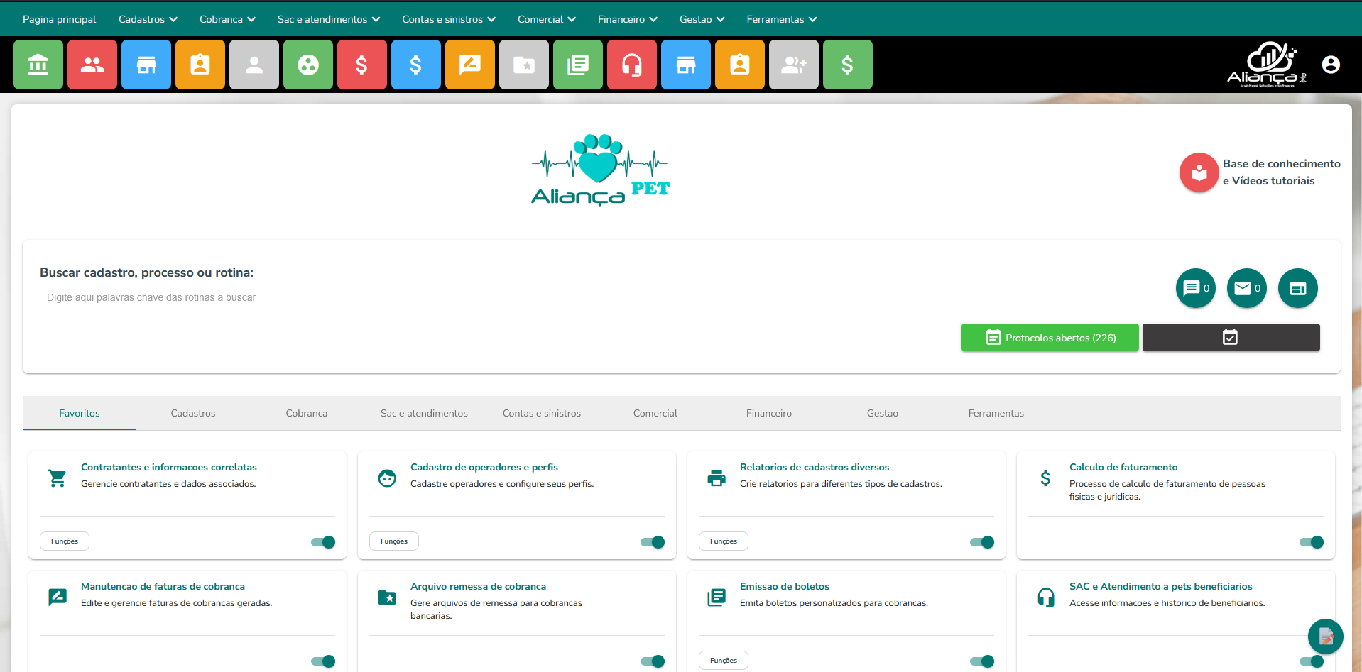 Home da plataforma pet